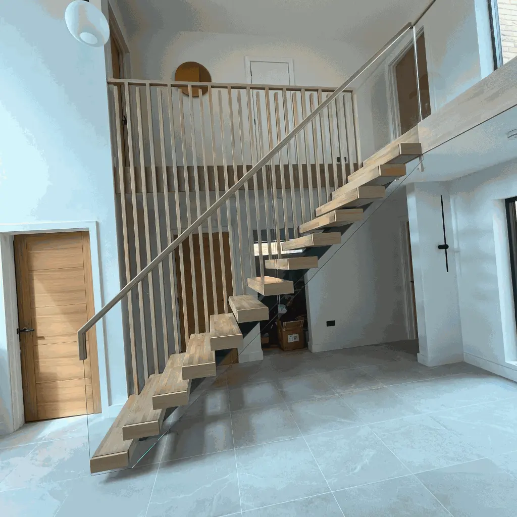 Straight Central Spine Staircases with Glass Balustrades 5.webp